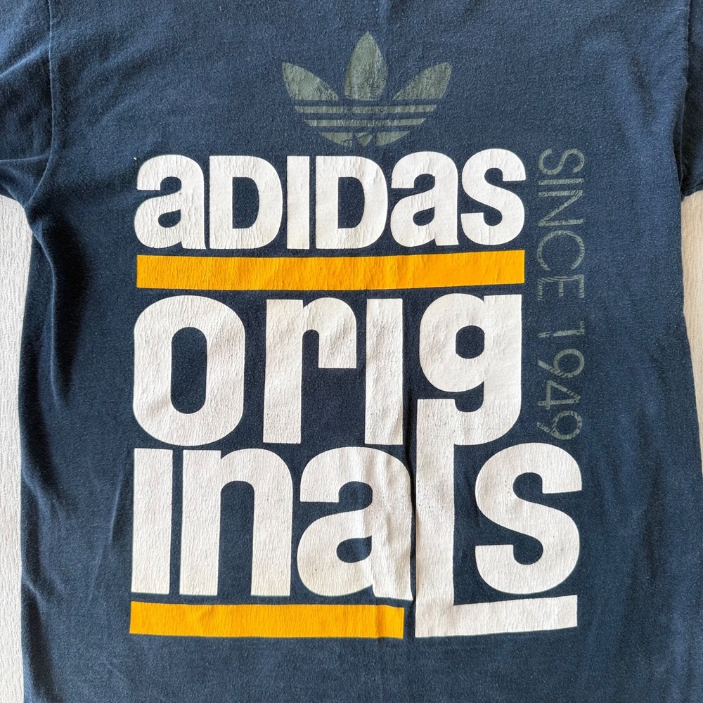 Adidas Originals Logo Tshirt Mens Size Medium Black Big Logo Graphic Trefoil Tee